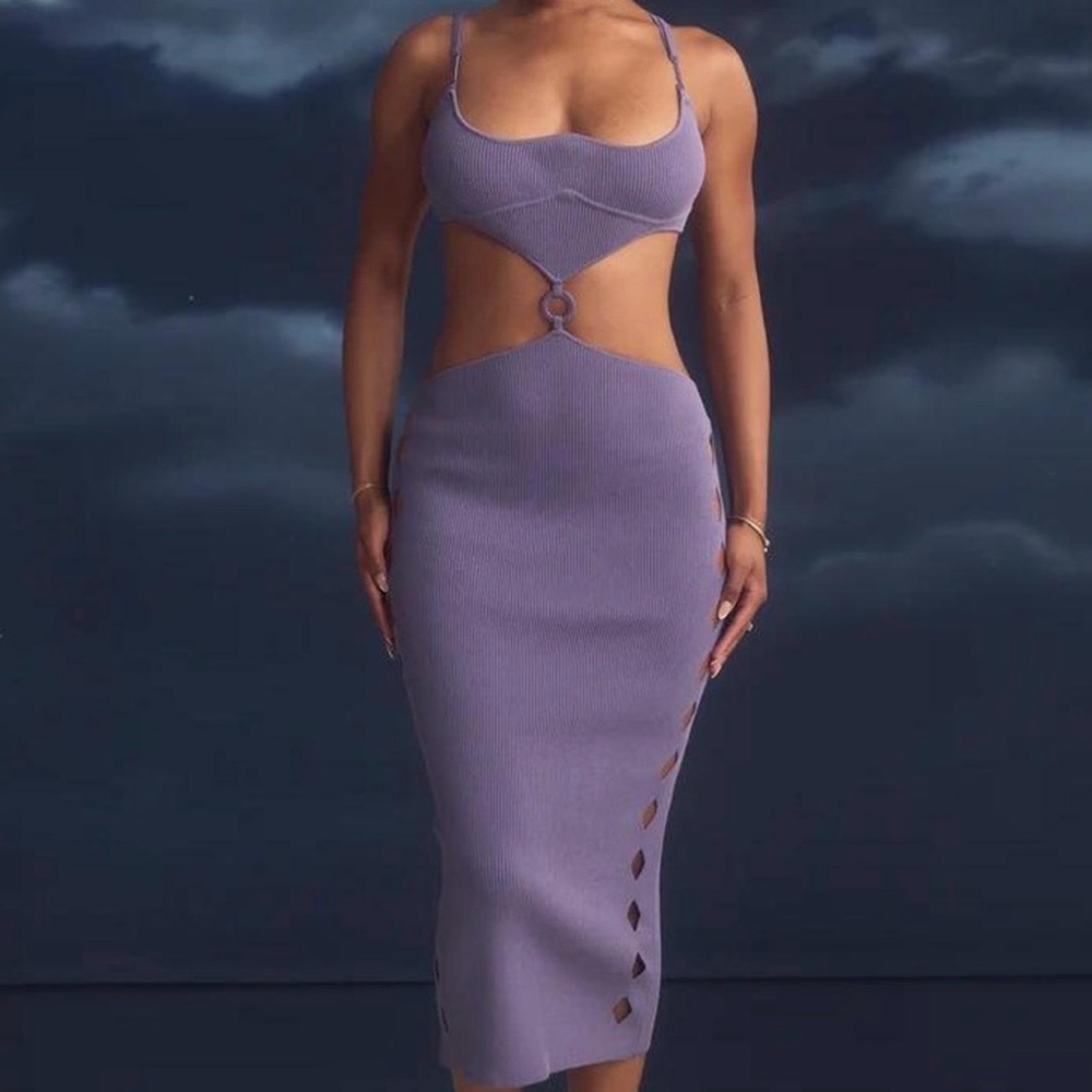 Voight Hell Midi Dress in Dusk Lavender Festive Women’s Size XL Cut Out Gothic